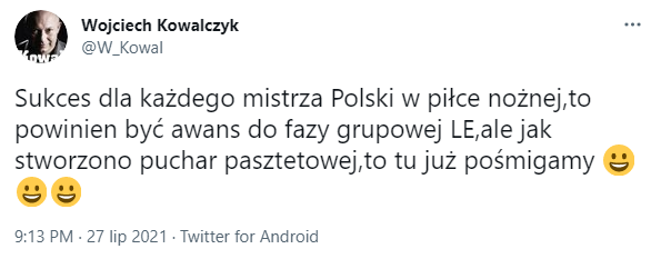 SUKCES dla każdego Mistrza Polski według Kowala :D